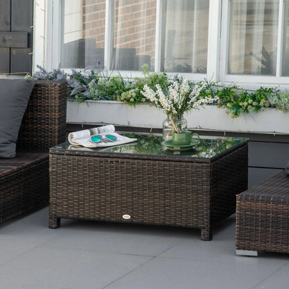 Rattan Wicker Coffee Table, Glass Top, Outdoor Garden Patio Furniture, Brown Coffee Tables at Gallery Canada