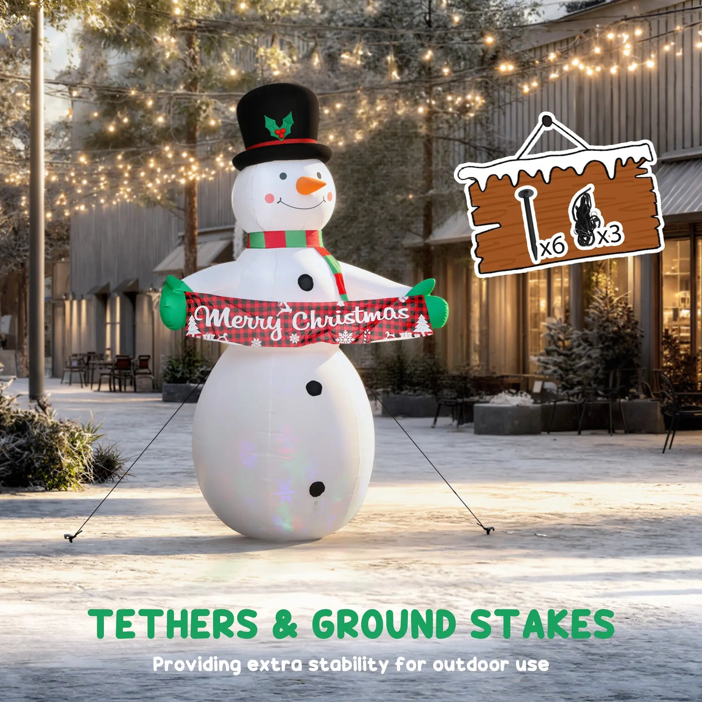 7FT Snowman Inflatable with Motion Music, LED Light Projector Christmas Inflatables at Gallery Canada