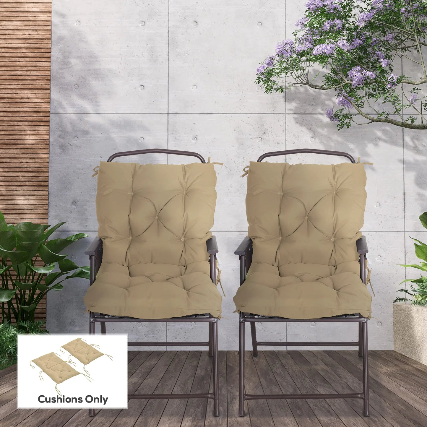 Set of 2 Garden Chair Cushions Seat Pad with Backrest for Sunbeds, Rocking Chairs, Loungers, Outdoor &; Indoor Use Patio Chair Cushions at Gallery Canada