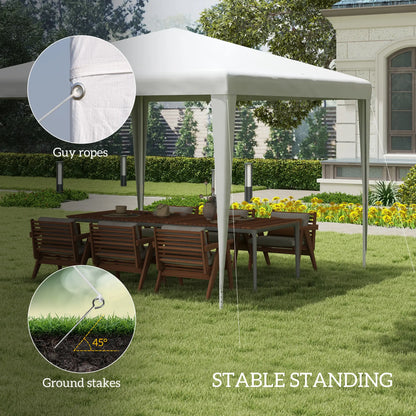 Tente de fête portable 10x10 pieds, Canopée de jardin pliante, Abri extérieur, Blanc