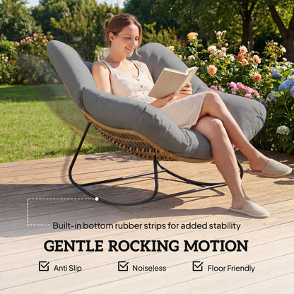 Papasan Rocking Chair, Oversized With Cushion, Grey Outdoor Rocking Chairs at Gallery Canada