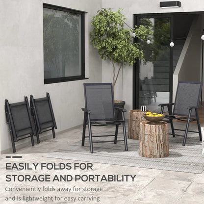 4-Piece Folding Chair Set, Outdoor Furniture with Armrests, Black Patio Chairs at Gallery Canada