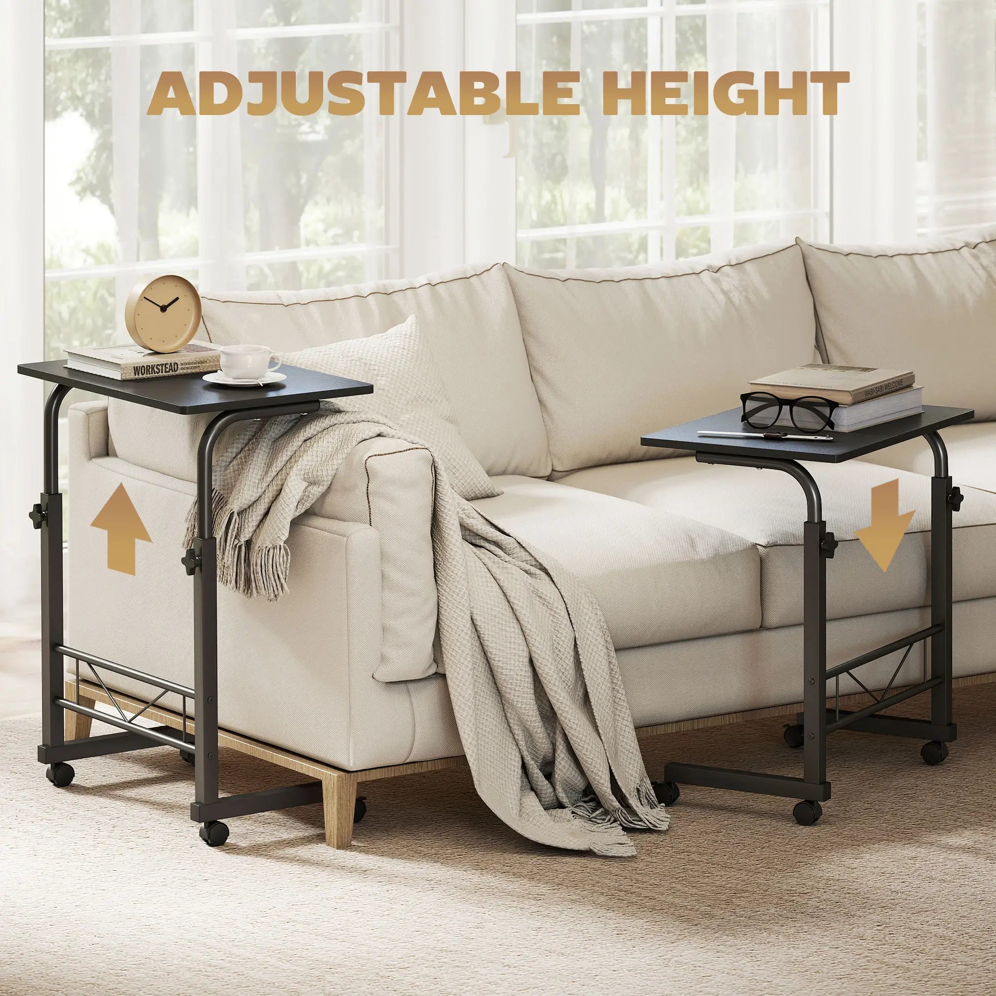 Mobile Standing Desk, Adjustable Height, 23.5 Inch, Black Side Tables at Gallery Canada