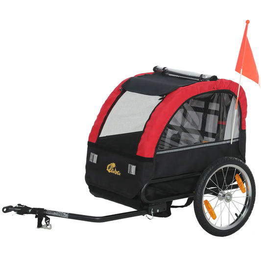 Kids Bike Trailer, 16" Wheels, 5-Point Harness, Storage Bag, 18+ Months, Red Kids Bike Trailers Red, Black at Gallery Canada