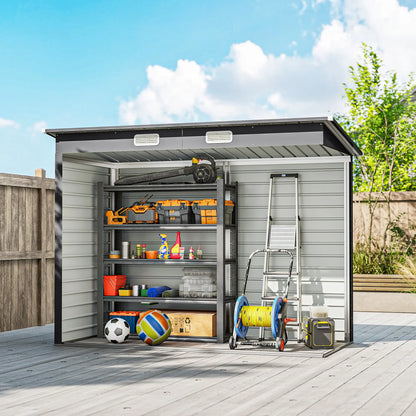 8 x 4FT Galvanized Metal Garden Shed, Double Doors, 2 Vents, Grey Sheds at Gallery Canada