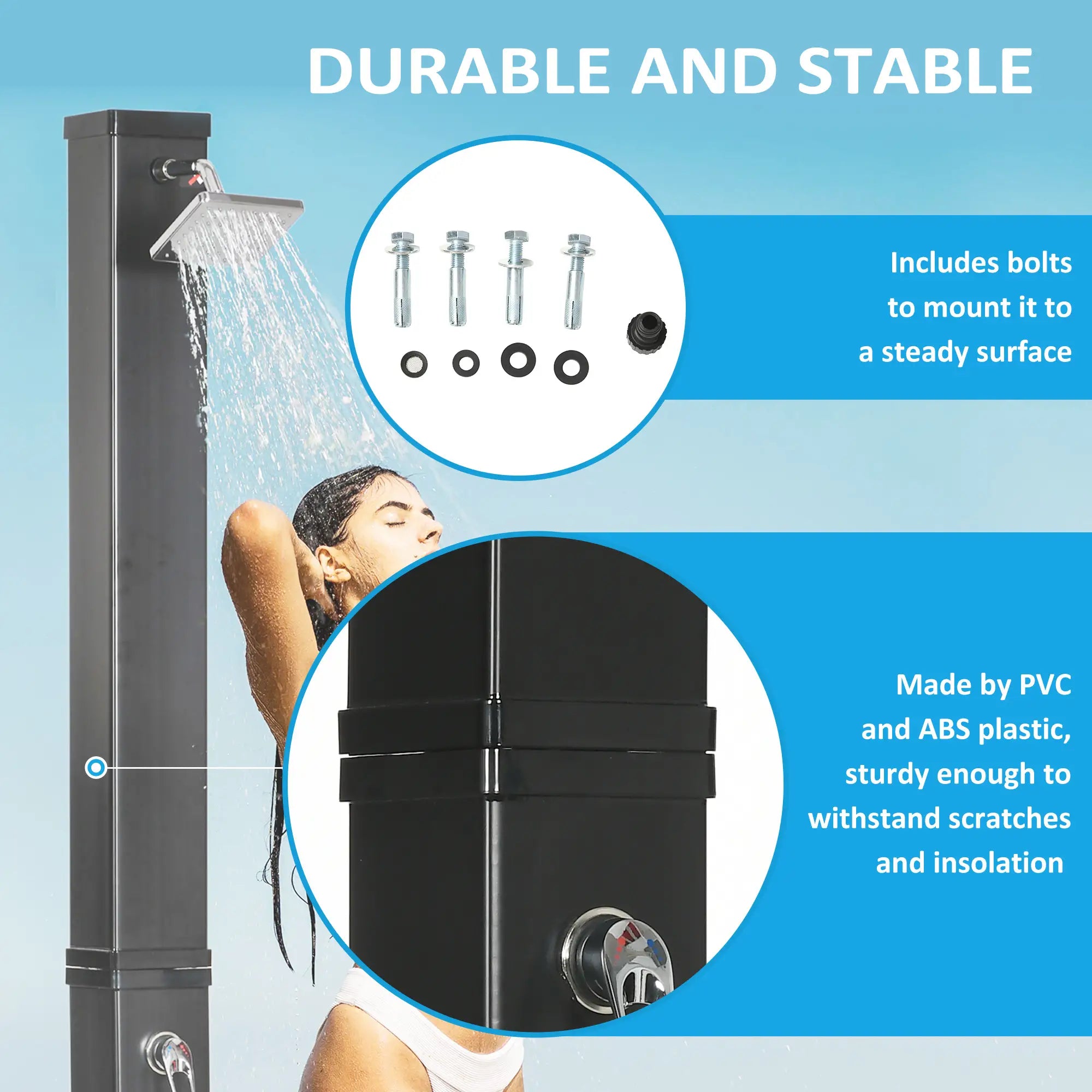 10.6 Gallon Solar Heated Shower, Temperature Adjustment, Foot Shower Outdoor Swimming Pools & Hot Tubs at Gallery Canada