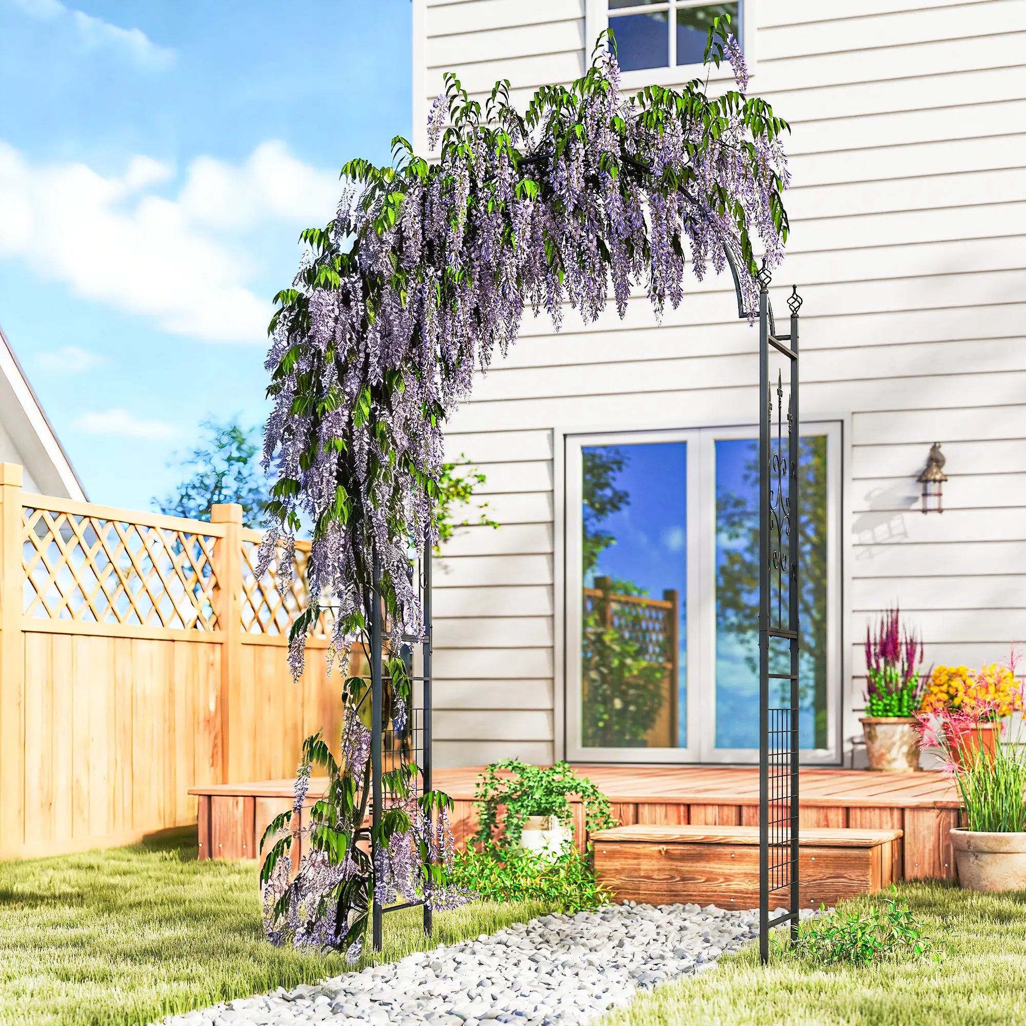 7.5 ft Steel Garden Arch, Outdoor Trellis Arbor, Black Garden Arches at Gallery Canada