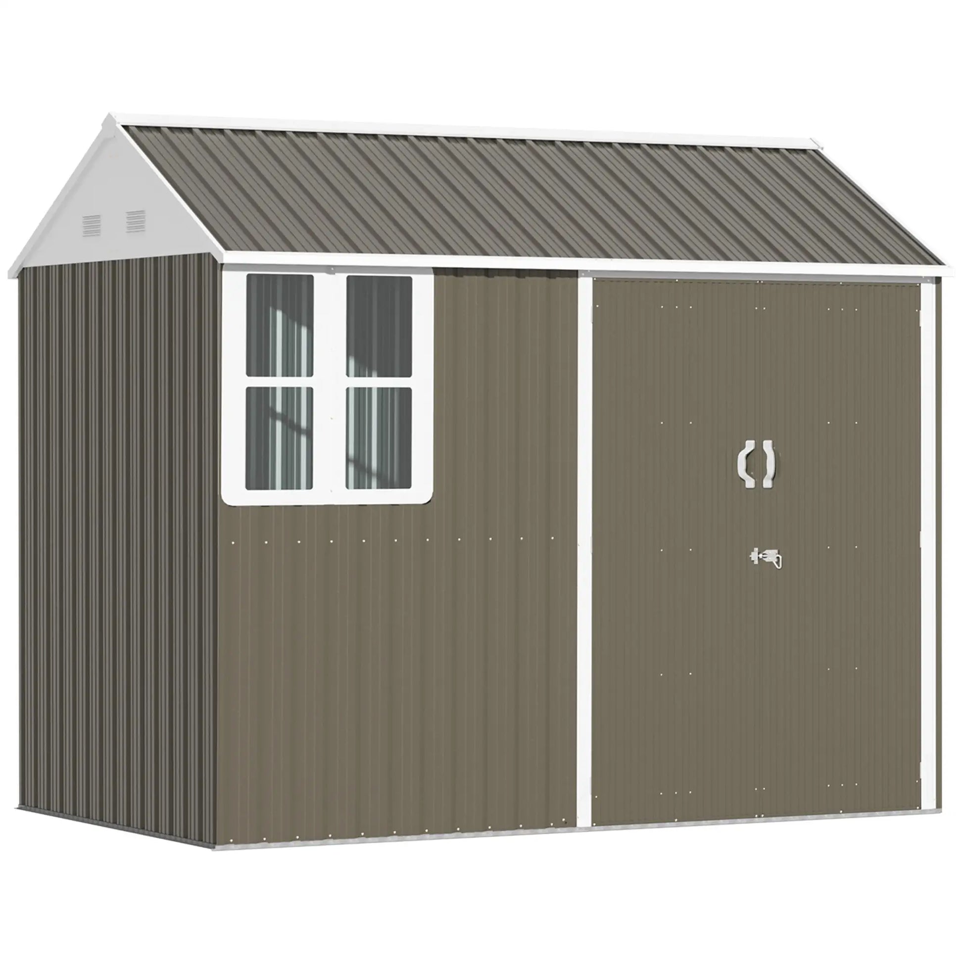 8.5' x 5.5' Metal Garden Shed, Outdoor Storage, Lockable Door, Light Grey Sheds at Gallery Canada