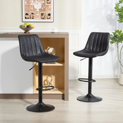 Adjustable Swivel Bar Stools, Set Of 2, Leathaire Upholstery, Black Bar Stools at Gallery Canada