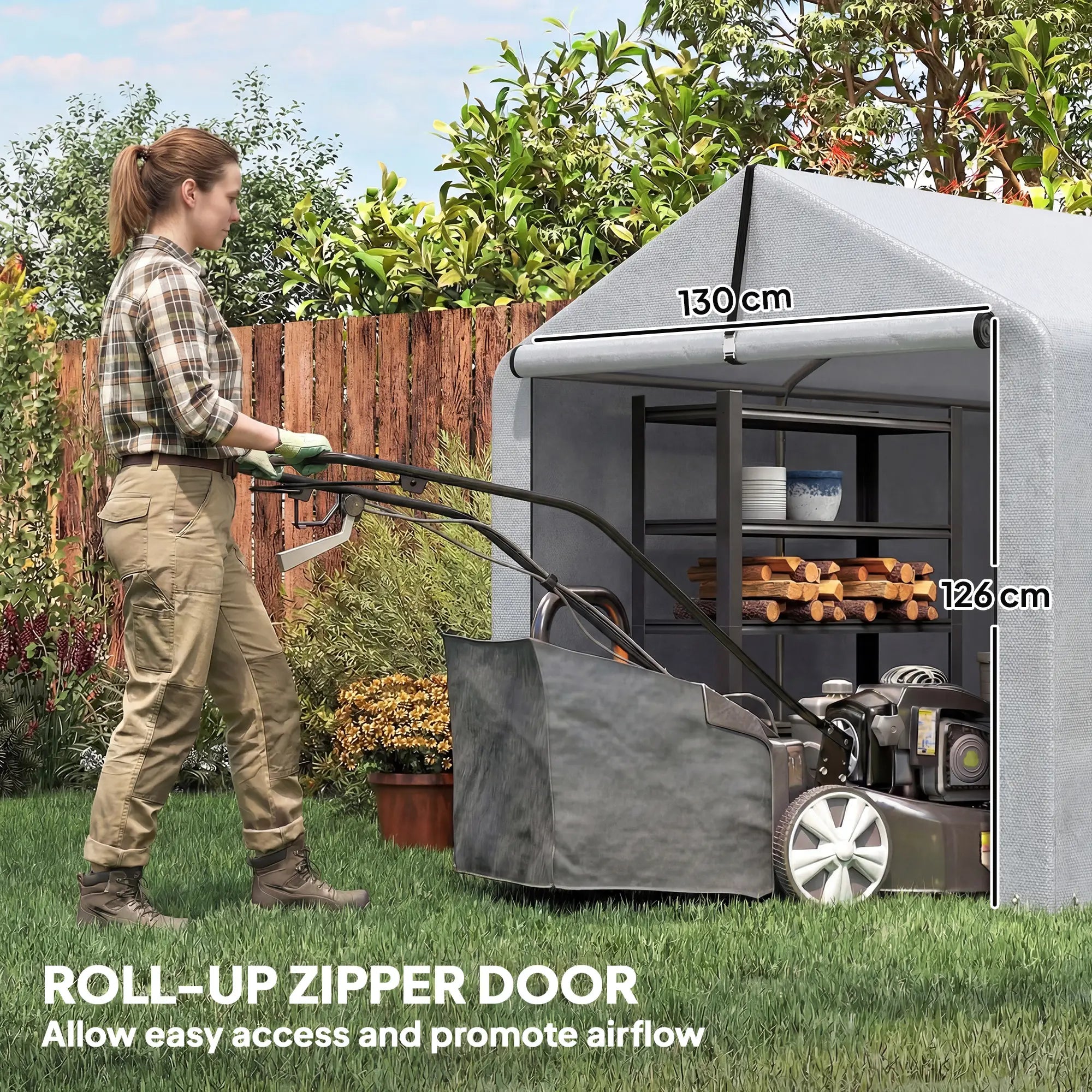 7' x 5' Portable Bike Shed, Waterproof Tent with Zipper Door Portable Shed at Gallery Canada