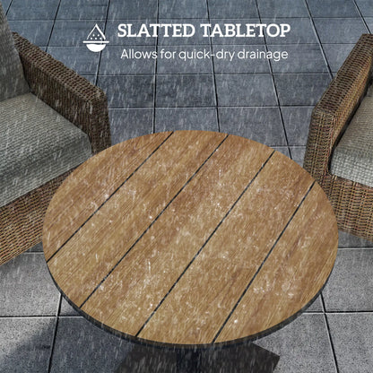 28" Round Outdoor Side Table, Slatted Design, Weather Resistant, Natural Patio Side Tables at Gallery Canada