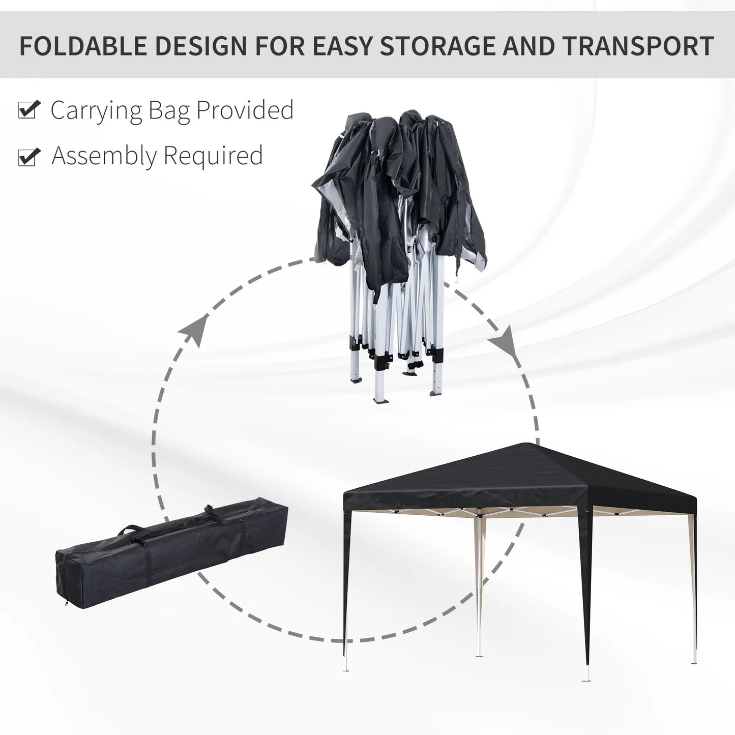 10 x 10ft Folding Pop Up Tent, Outdoor Gazebo Canopy, Black Pop Up Canopies at Gallery Canada