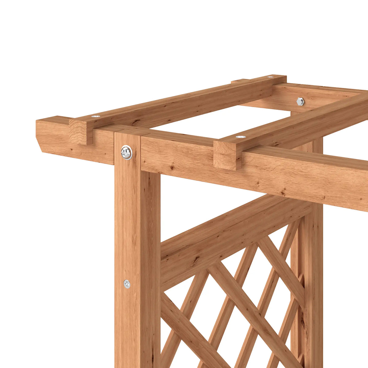 Lit de jardin surélevé en bois avec treillis et toit suspendu, orange