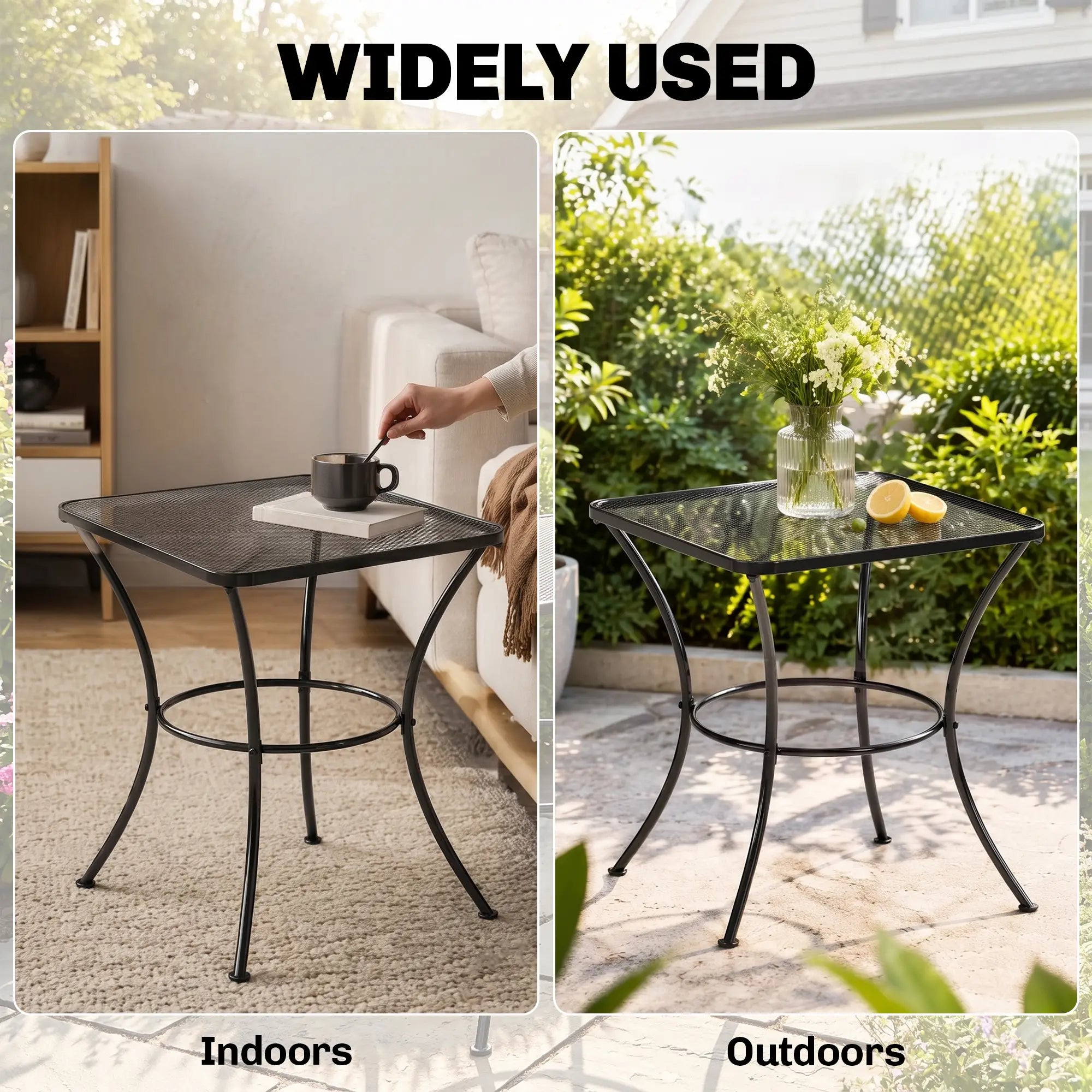 Square Metal Bistro Table, 23.6