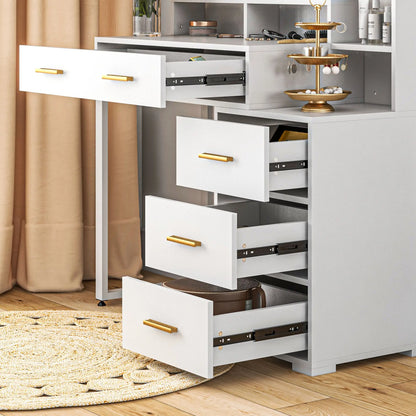 LED Vanity Table with Mirror, Drawer, Storage Shelves, White Dressing & Vanity Tables at Gallery Canada