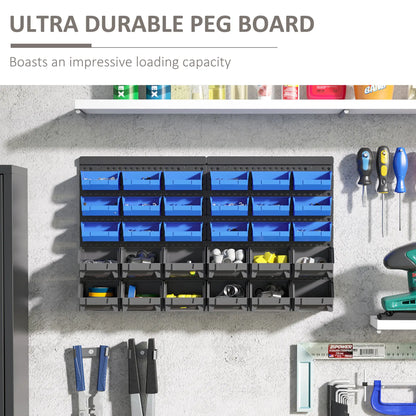 Wall Mounted Storage Bin Rack, 30 Bins, Pegboard, Garage Workshop, Blue Tool Organizers at Gallery Canada