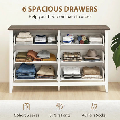 6-Drawer Wide Dresser Chest for Bedroom Living Room Closet