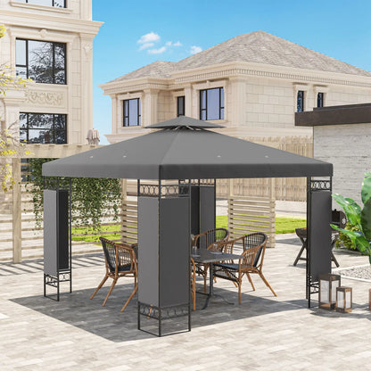 10 x 10 FT Canopy Gazebo, Double Roof With Screen Panels, Dark Grey Gazebos at Gallery Canada