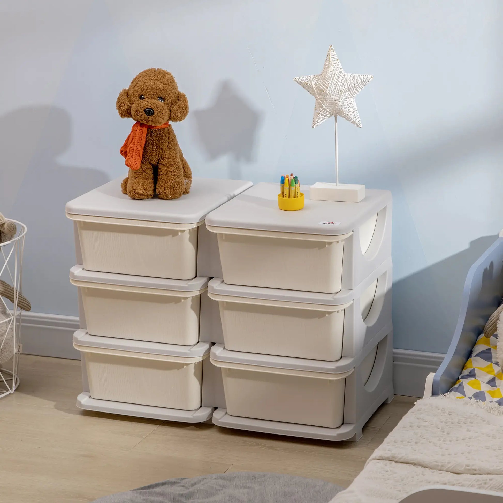 3 Tier Kids Toy Organizer, 6 Plastic Drawers, Cream White Baby & Kids Storage at Gallery Canada