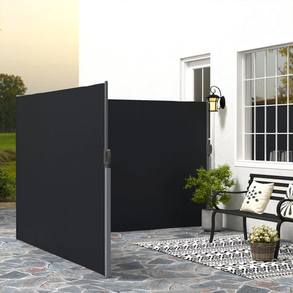 Retractable Double Side Awning, 79"x236", UV Resistant, Waterproof, Black Retractable Side Awning at Gallery Canada