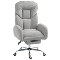 Cross Legged Office Chair, Flip Armrests, Footrest, Light Grey