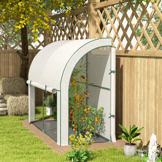 Walk-In Lean-To Greenhouse, 7' x 3' x 5', Zipper Roll-Up Doors, White Walk In Greenhouses White at Gallery Canada