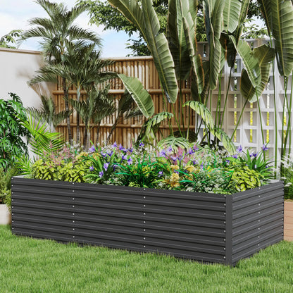8' x 4' x 2' Raised Garden Bed, Galvanized Planter Box, Dark Grey Raised Garden Beds at Gallery Canada