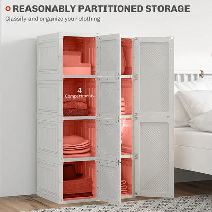 Portable Wardrobe, Foldable Clothes Organizer, 8 Compartments, Magnet Doors, White Clothing Storage at Gallery Canada