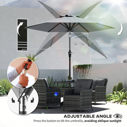 Outdoor Patio Sun Umbrella, 6 Ribs, Light Grey Patio Umbrellas at Gallery Canada