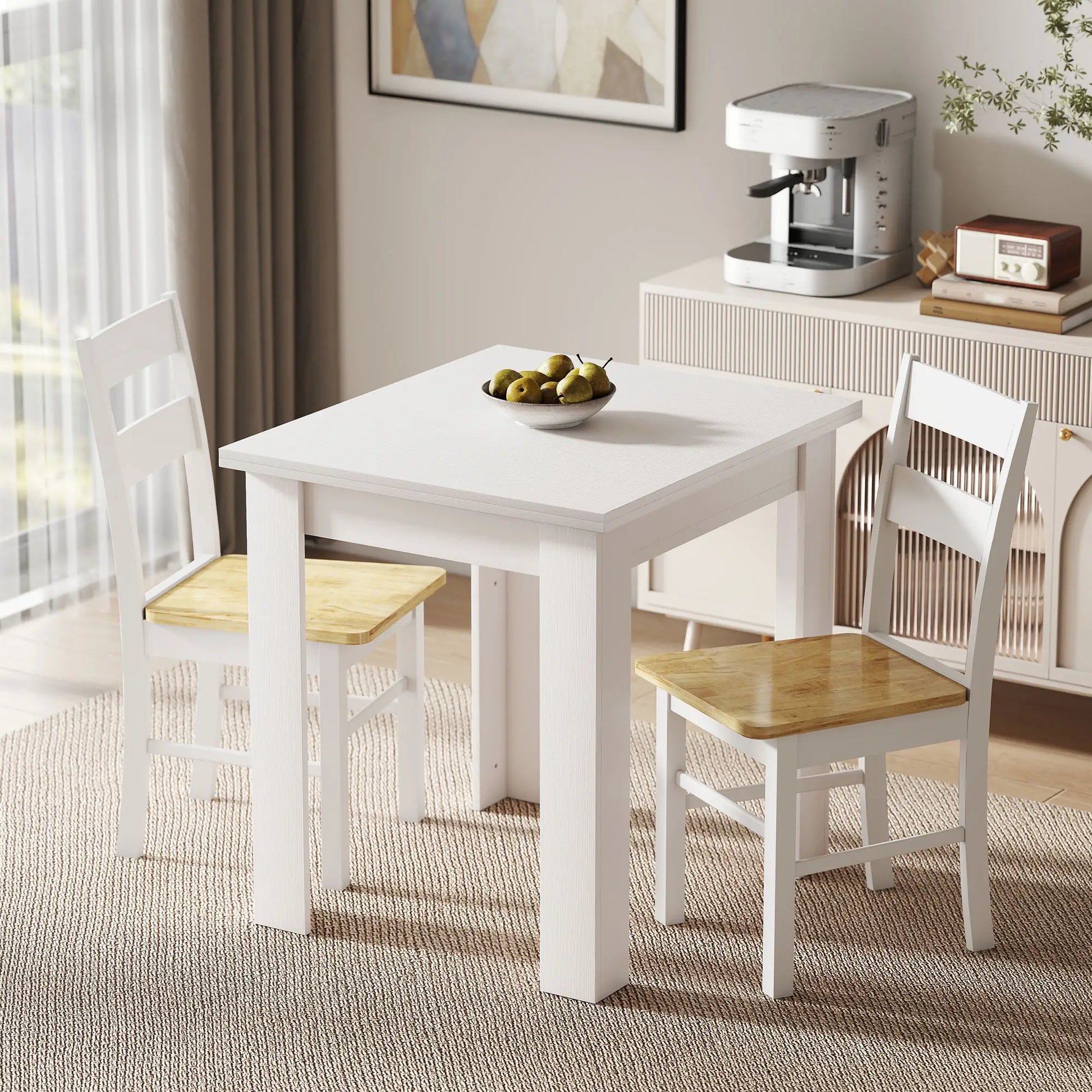55" Extendable Dining Table for 4-6 Person, Kitchen Table, White Dining Tables at Gallery Canada