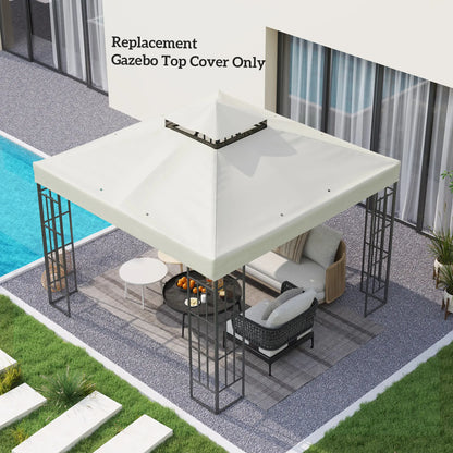 10' x 10' Gazebo Replacement Cover, UPF30+, 2-Tier Roof, Light Grey Gazebo Canopy Replacement at Gallery Canada