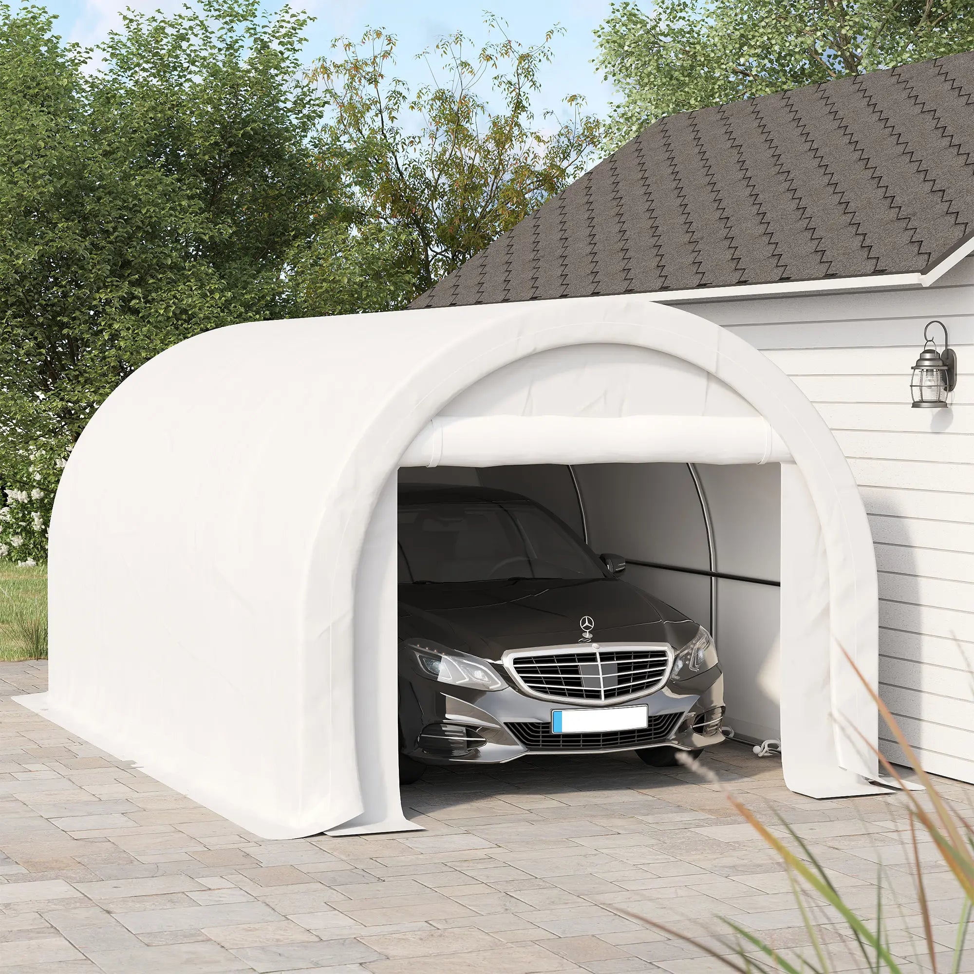 10' x 16' Heavy Duty Carport Tent, PE Cover, White Car Shelters at Gallery Canada