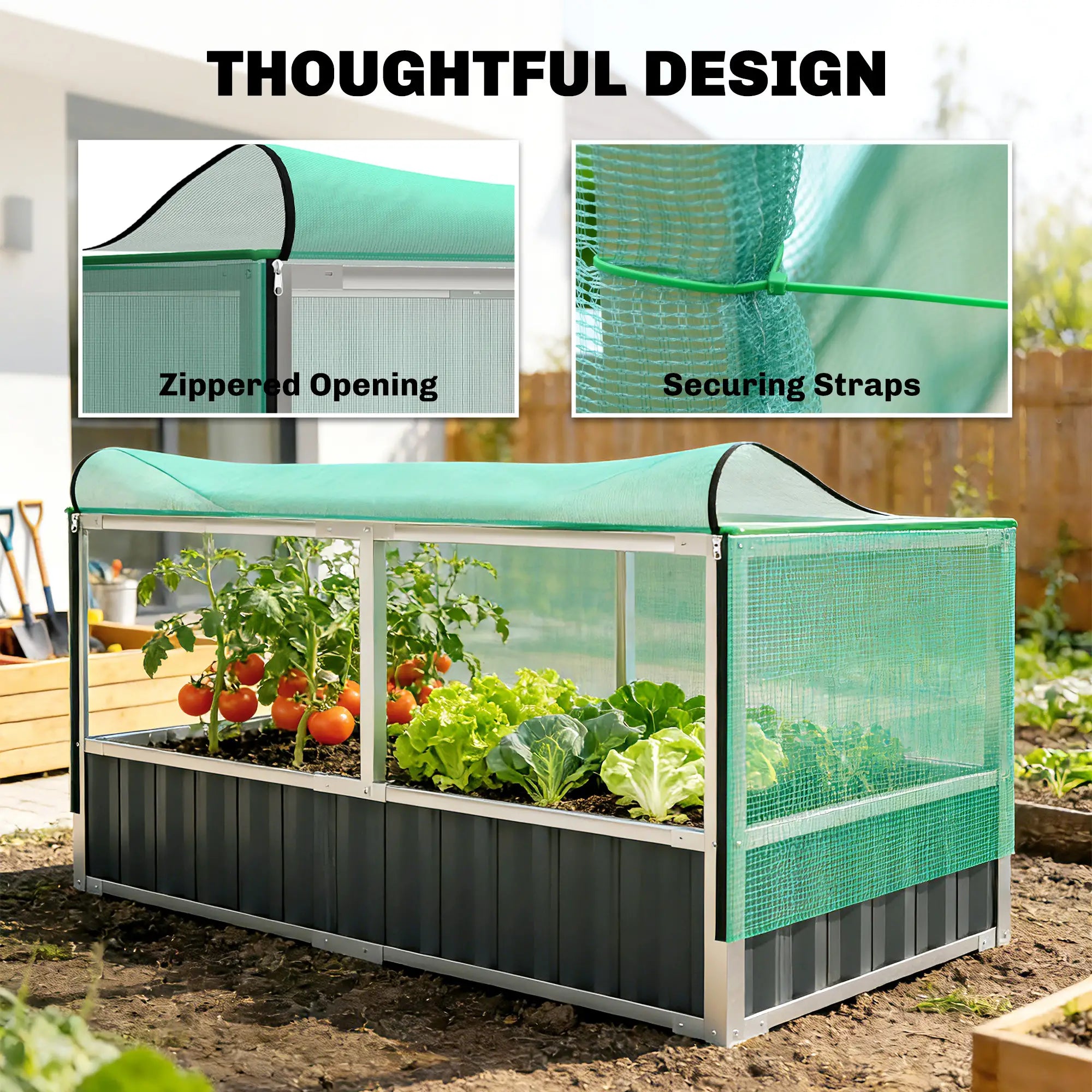 Steel Raised Garden Bed, 5.7 x 3 x 2.3ft, With Cover And Gloves, Dark Grey Galvanized Planter Boxes at Gallery Canada