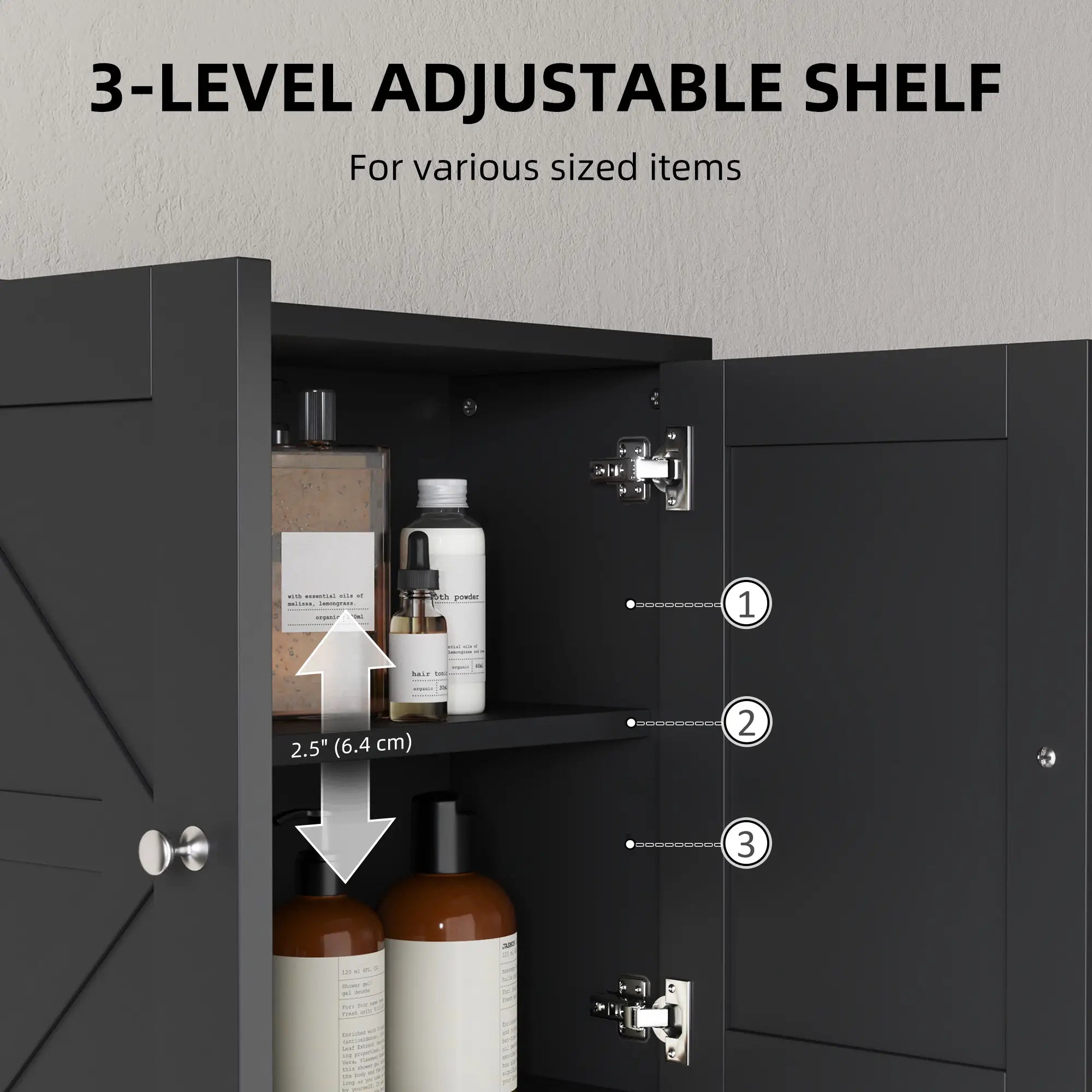 Farmhouse Bathroom Medicine Cabinet, Barn Doors, Adjustable Shelf, Black Bathroom Cabinets at Gallery Canada