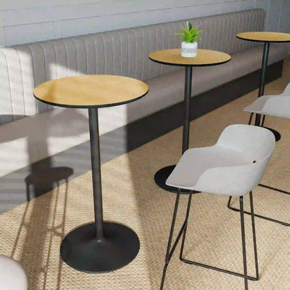 Round Table for 2, 40.2 Inch, Natural Wood, Steel Frame Bar Tables at Gallery Canada