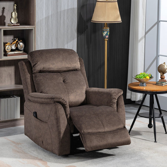 Manual Recliner Chair with Vibration Massage, Reclining Chair for Living Room with Side Pockets, Brown - Gallery Canada