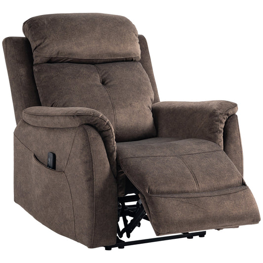 Manual Recliner Chair with Vibration Massage, Reclining Chair for Living Room with Side Pockets, Brown at Gallery Canada