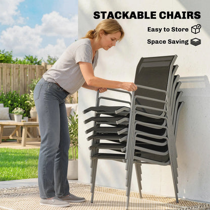 7 Piece Garden Dining Set With Rectangular Table & 6 Stackable Chairs Outdoor Dining Sets at Gallery Canada