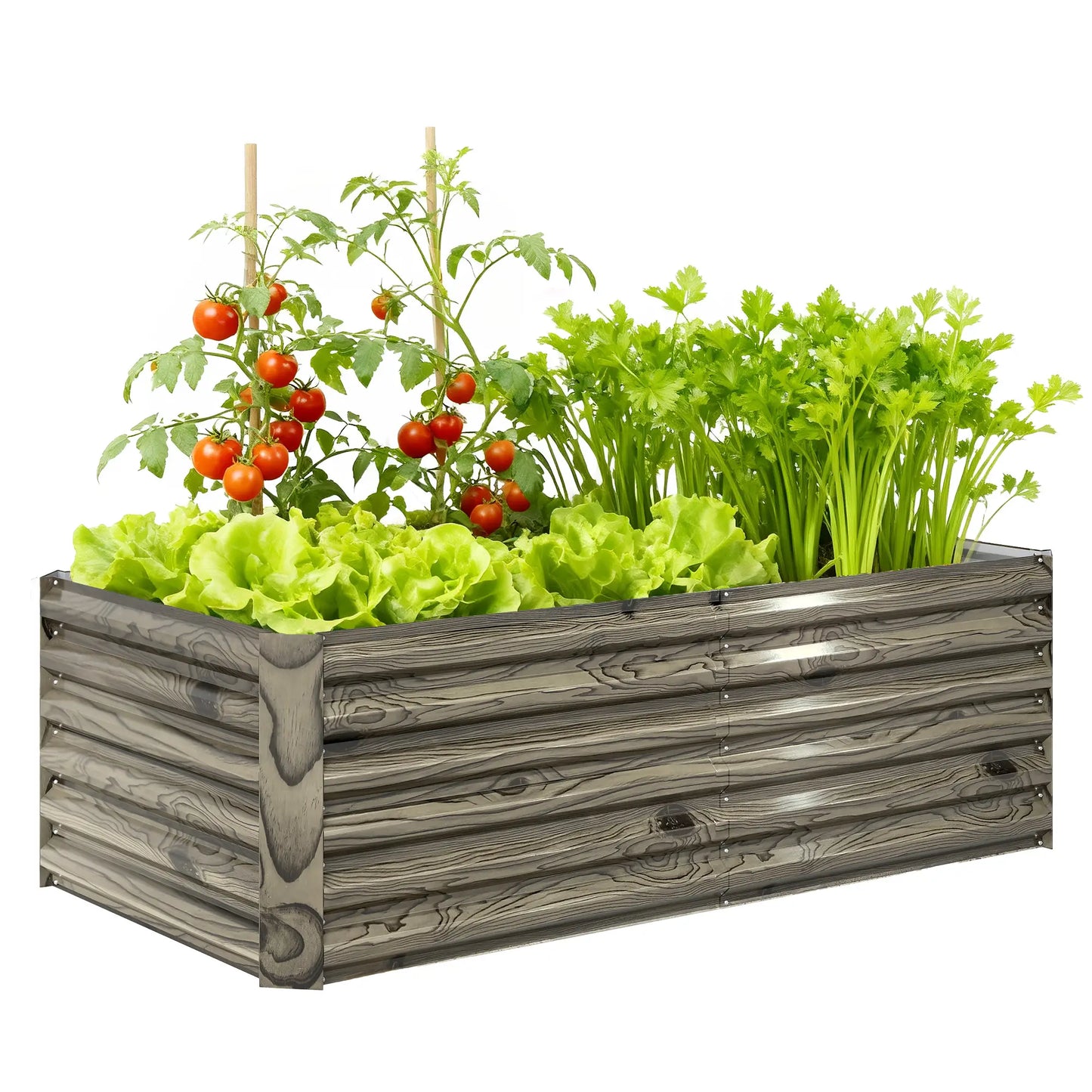 6' x 3' x 2' Raised Garden Bed, Galvanized Planter Box, Light Wood Effect Galvanized Planter Boxes at Gallery Canada
