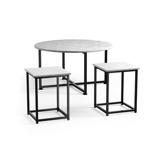 3-Piece Modern Faux Marble Coffee Table Set for Living Room, Gray - Gallery Canada