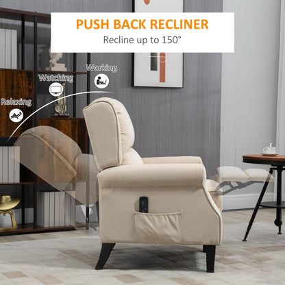 Massage Recliner Chair for Living Room, Push Back Recliner Sofa, Wingback Reclining Chair with Extendable Footrest, Remote Control, Side Pockets, Cream White - Gallery Canada