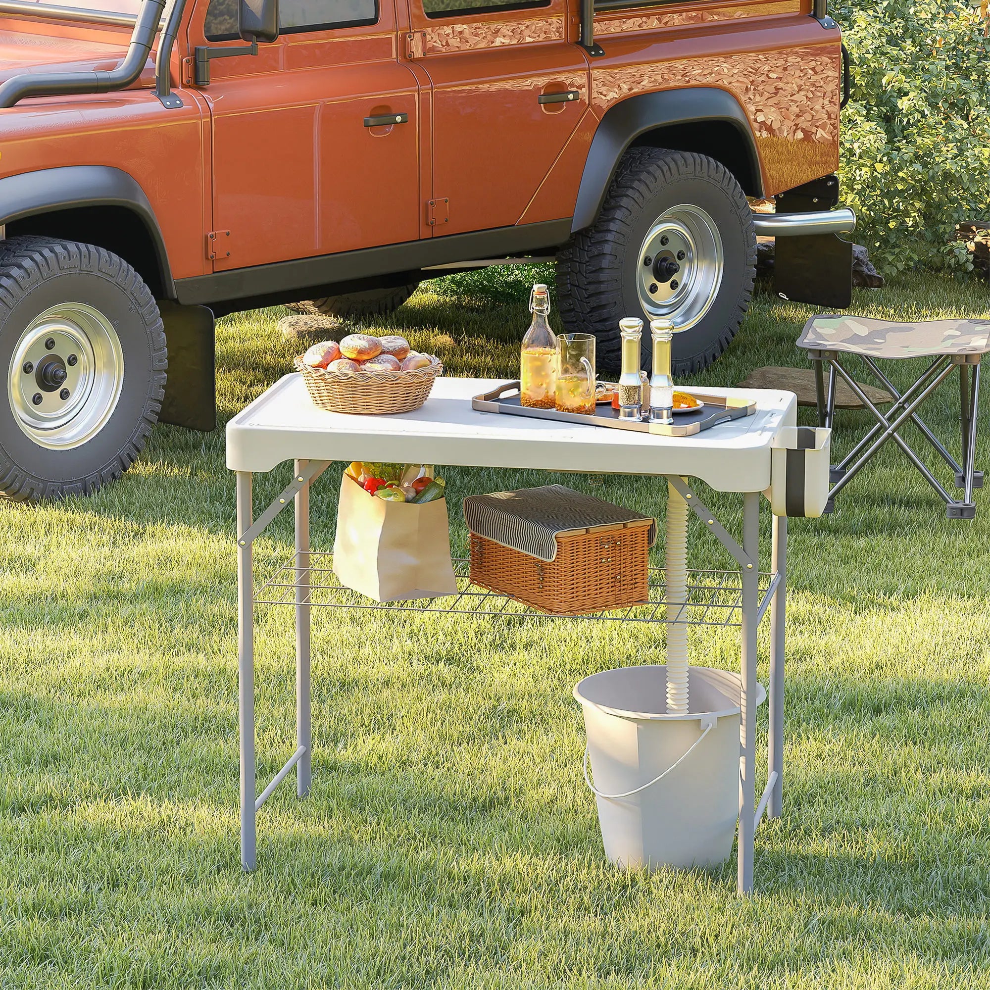 Folding Fish Cleaning Table with Sinks, Outdoor Sink Station, White Picnic Tables & Camping Chairs at Gallery Canada