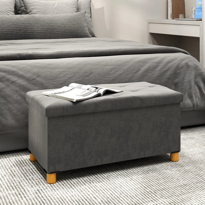 Storage Ottoman Bench, Velvet Upholstered Foldable Footrest, Wood Legs Storage Ottomans & Benches at Gallery Canada