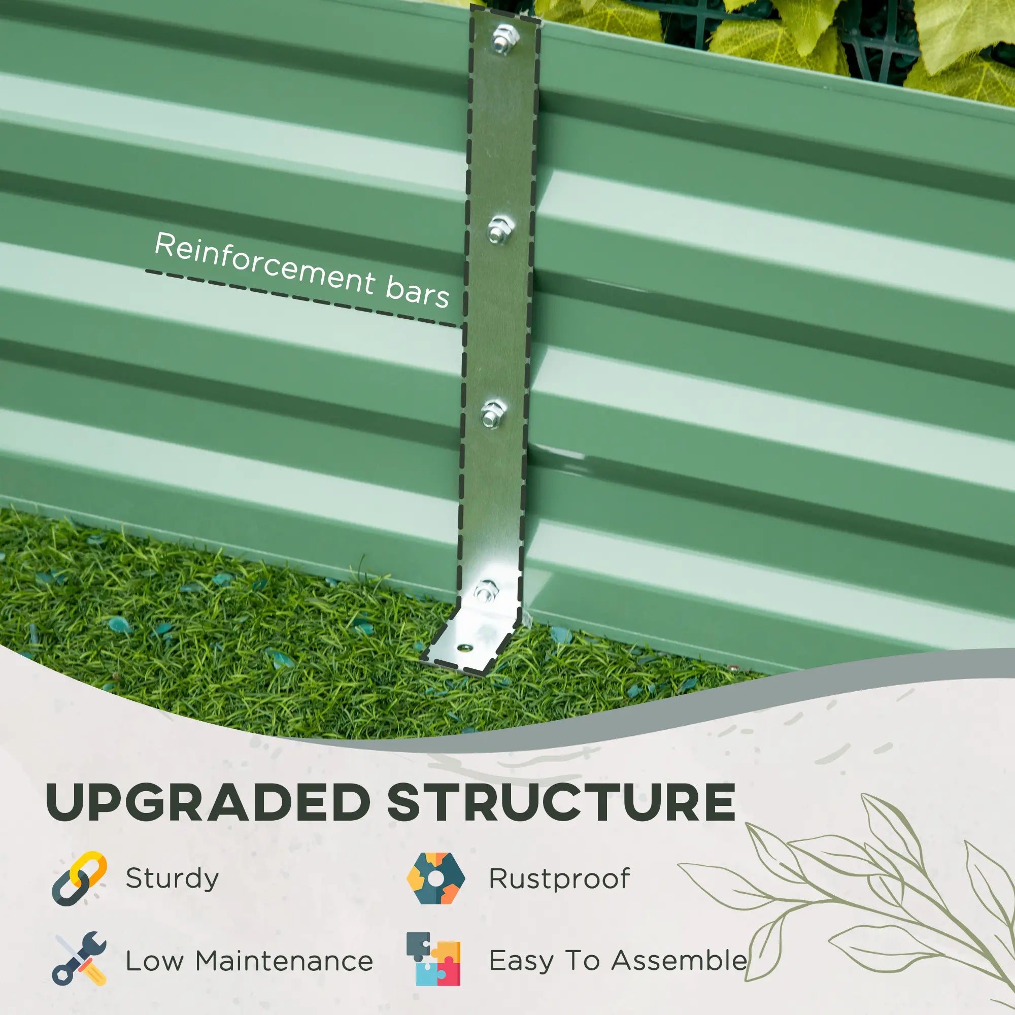 6' x 3' x 1' Raised Garden Bed, Steel Frame, Light Green Raised Garden Beds at Gallery Canada