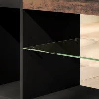 Meuble TV avec lumières LED, télécommande, étagères, brun rustique