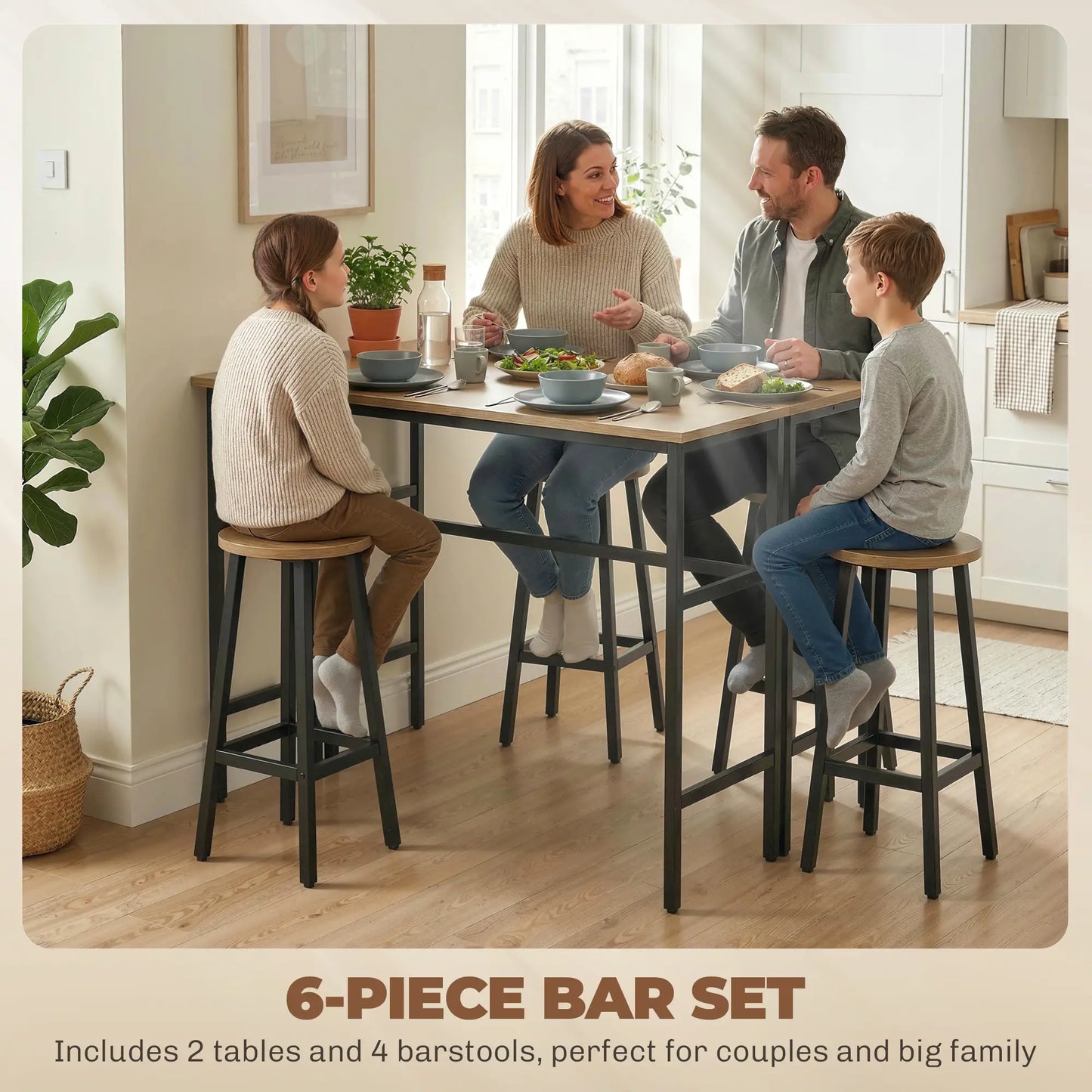Bar Table Set of 6, Grey-Brown Bar Sets at Gallery Canada