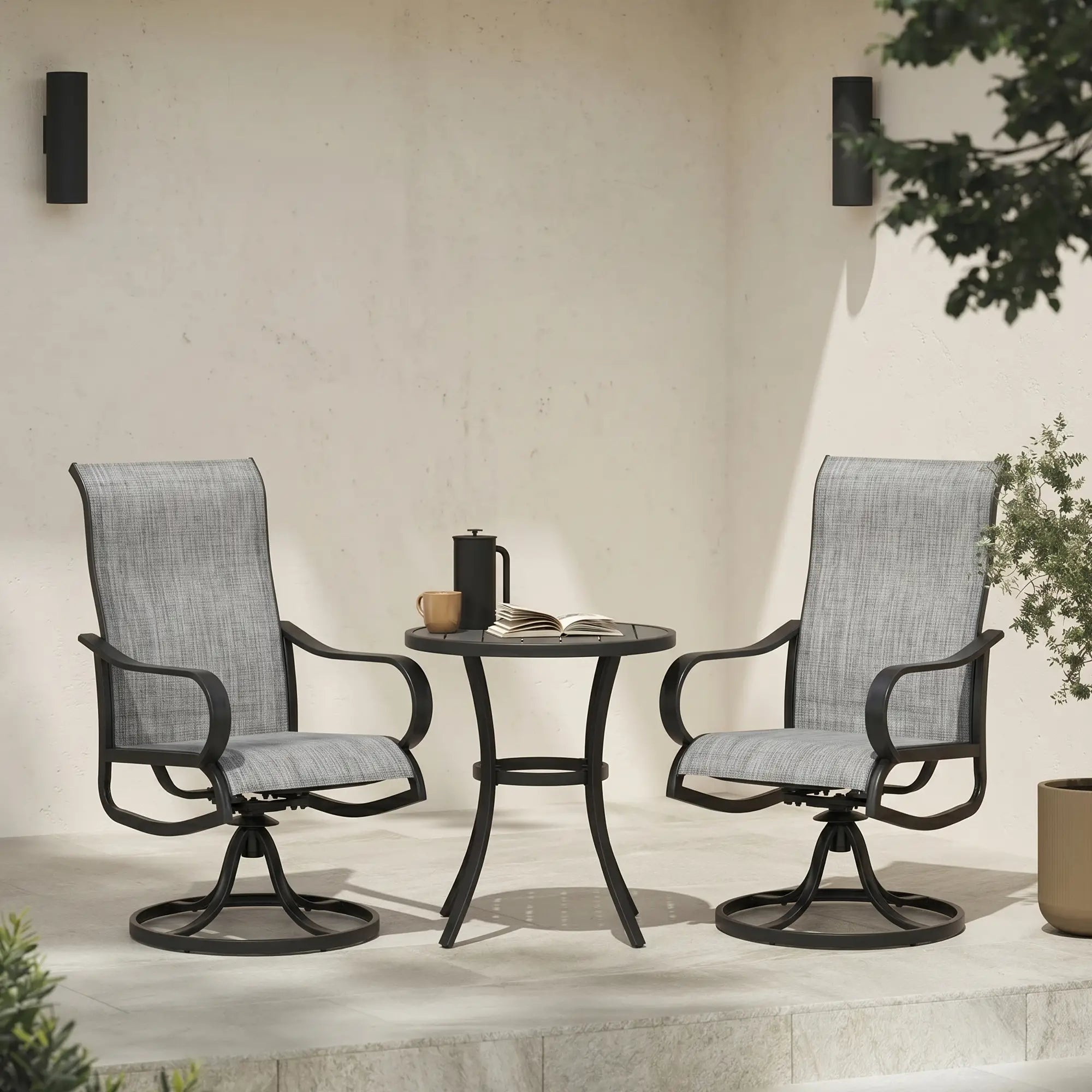 2-Piece Swivel Garden Chairs, Dark Grey Patio Chairs at Gallery Canada