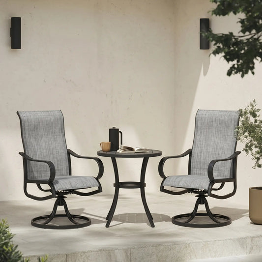 2-Piece Swivel Garden Chairs, Dark Grey Patio Chairs Brown, Grey, Black at Gallery Canada