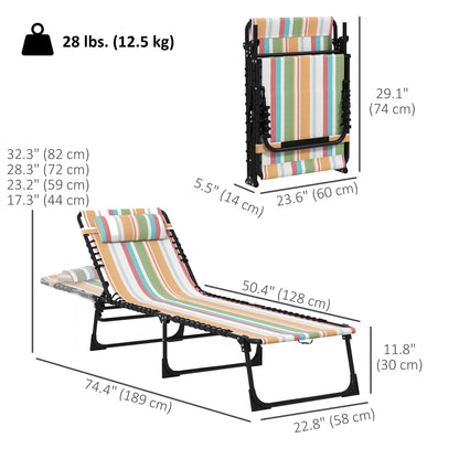 Folding Lounge Chair, Adjustable Chaise With Headrest, Multi-Colored Lounger Chairs at Gallery Canada
