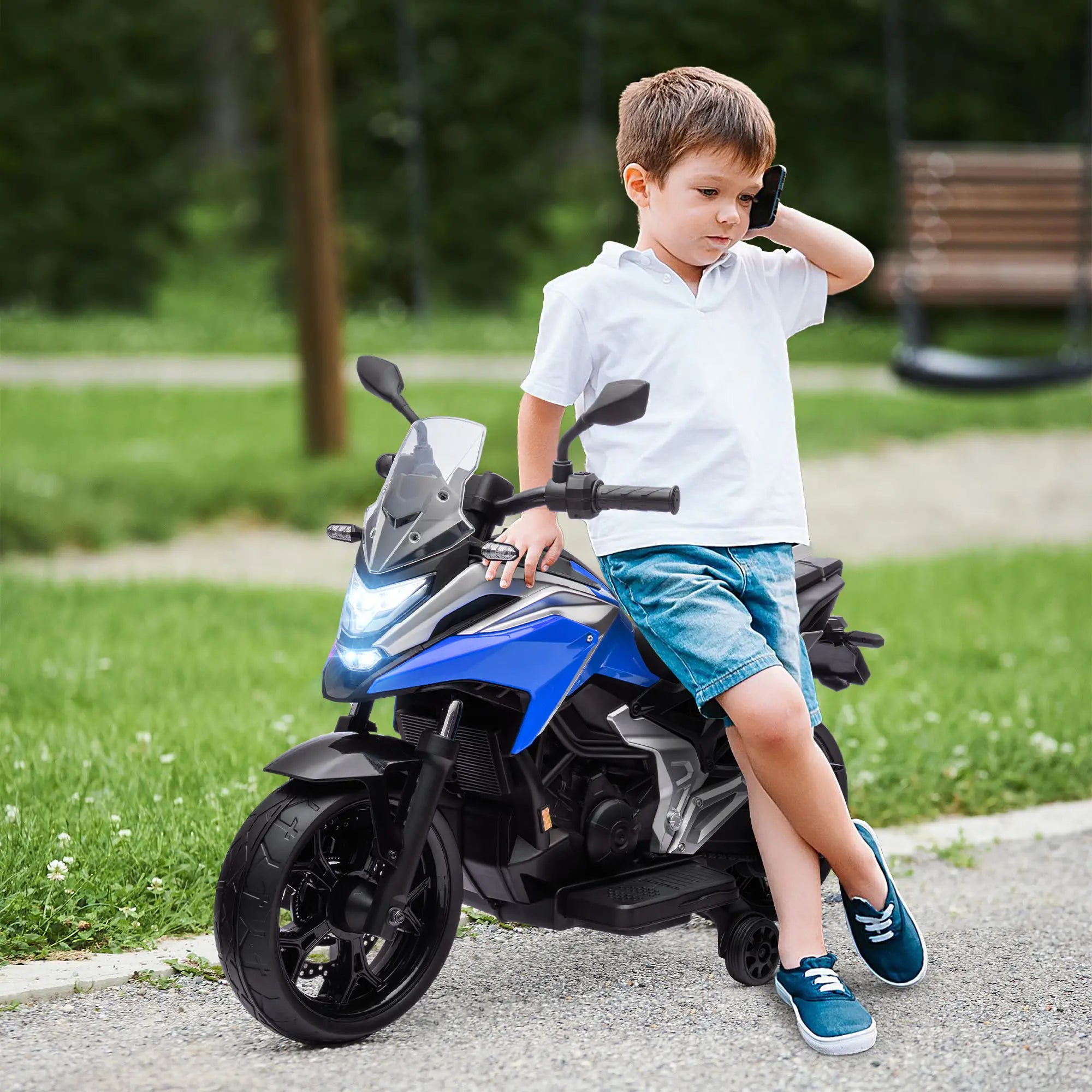 12V Ride on Motorbike for Kids, for 3-6 Years, Blue Electric Motorcycles at Gallery Canada